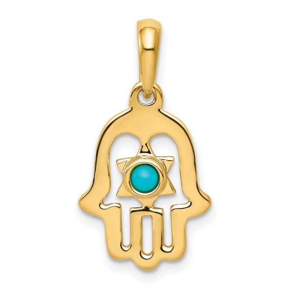 14k Turquoise Chamseh Pendant