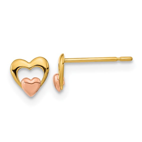 14k Yellow & Rose Gold Madi K Children’s Heart Post Earrings