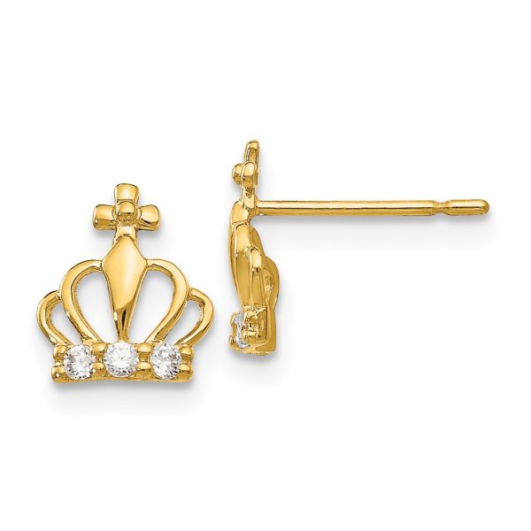 14k Madi K CZ Children’s Crown Post Earrings