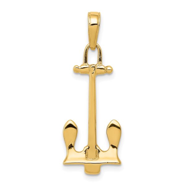 14K  3D Navy Anchor Pendant