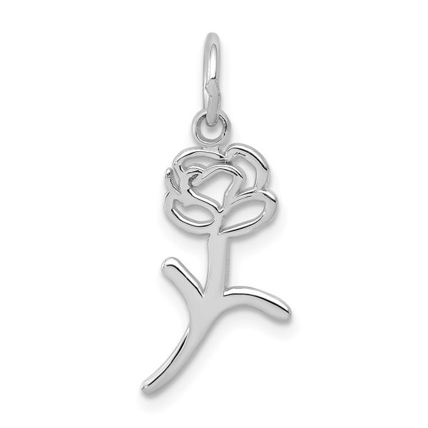 14k White Gold Rose Charm