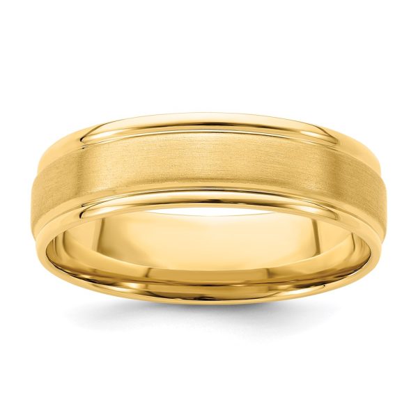 Standard Weight Comfort Fit Brushed Satin/Polished Grooved Edge Wedding Band