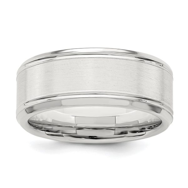 Sterling Silver Brushed Flat Beveled Edge Fancy Band