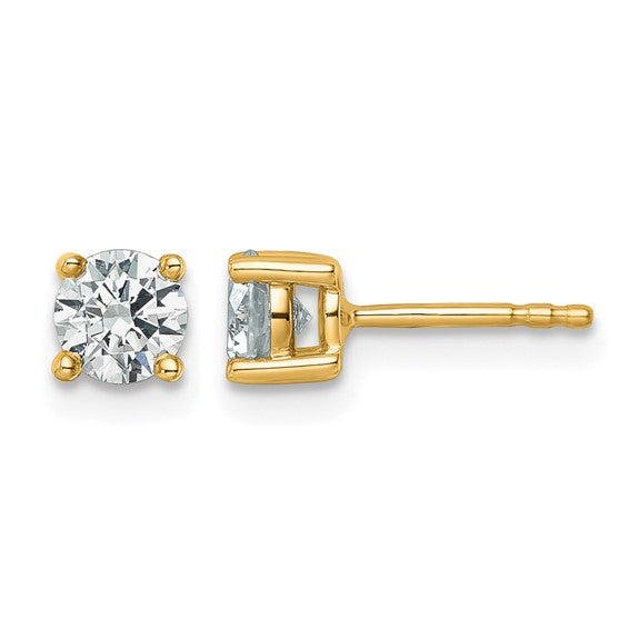 14K Yellow Gold 3/4 Carat Lab Grown Diamond Stud Earrings