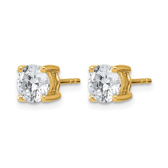 14K Yellow Gold 2 Carat Lab Grown Diamond Stud Earrings
