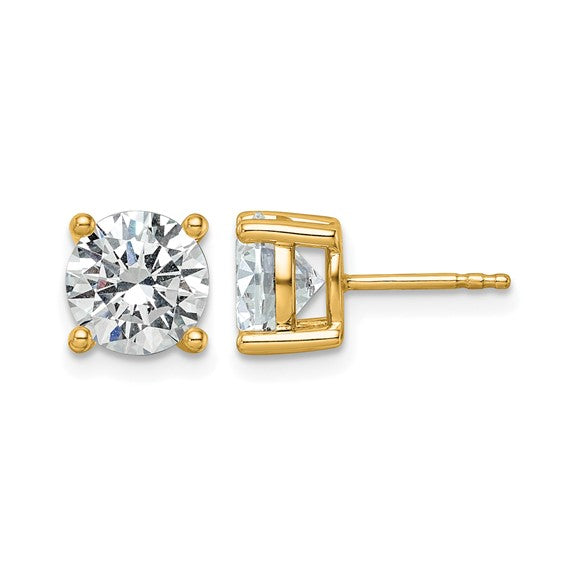 14K Yellow Gold 2 Carat Lab Grown Diamond Stud Earrings