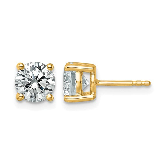 14K Yellow Gold 2.5 Carat Lab Grown Diamond Stud Earrings