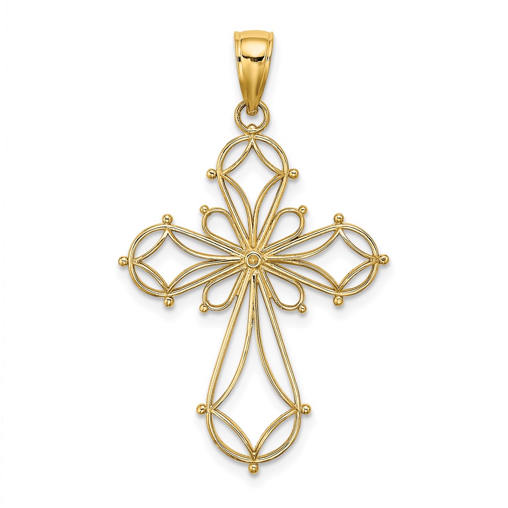 10K Cut-Out Shapes Fancy Cross Charm