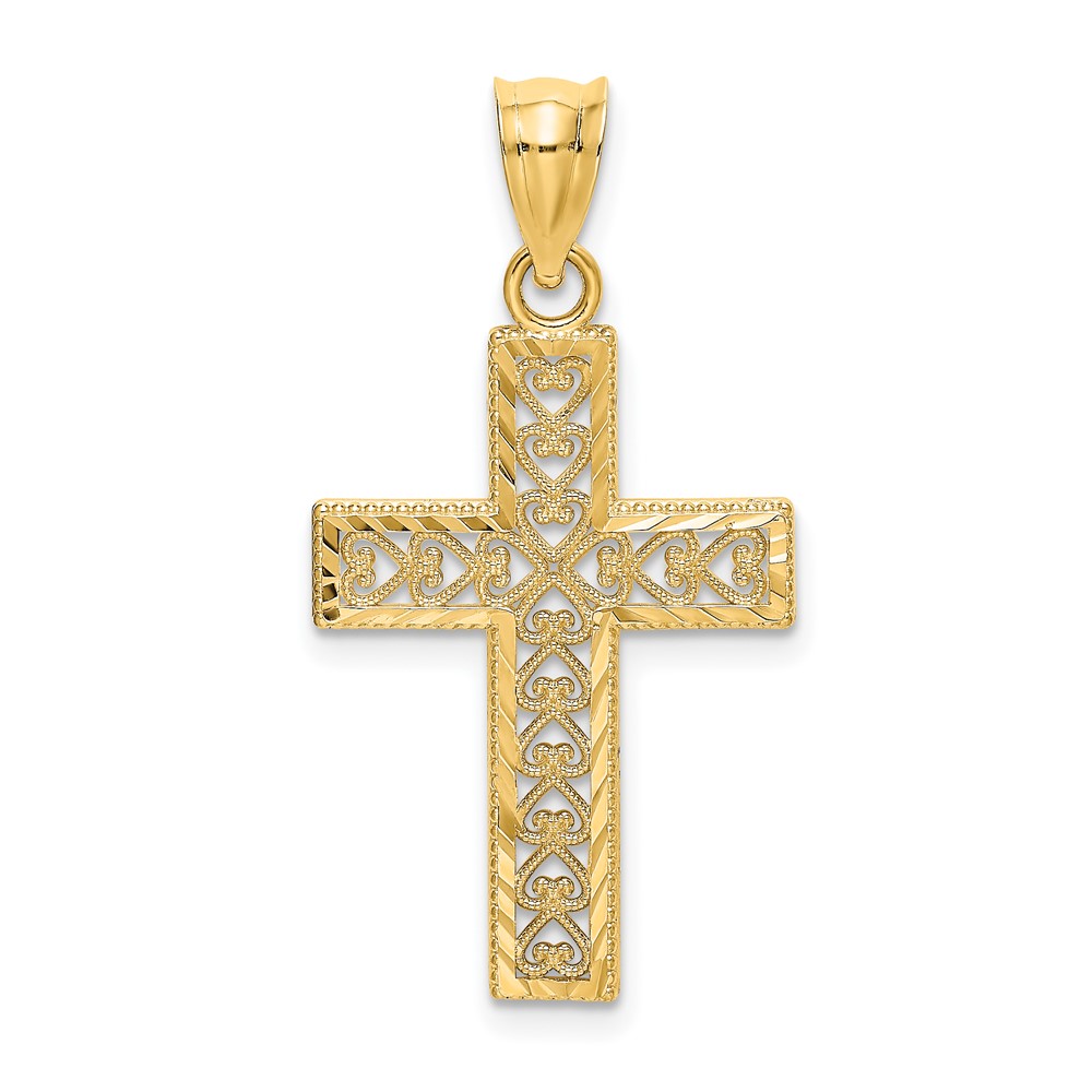 10K D/C Edge and Filigree Center Cross Charm