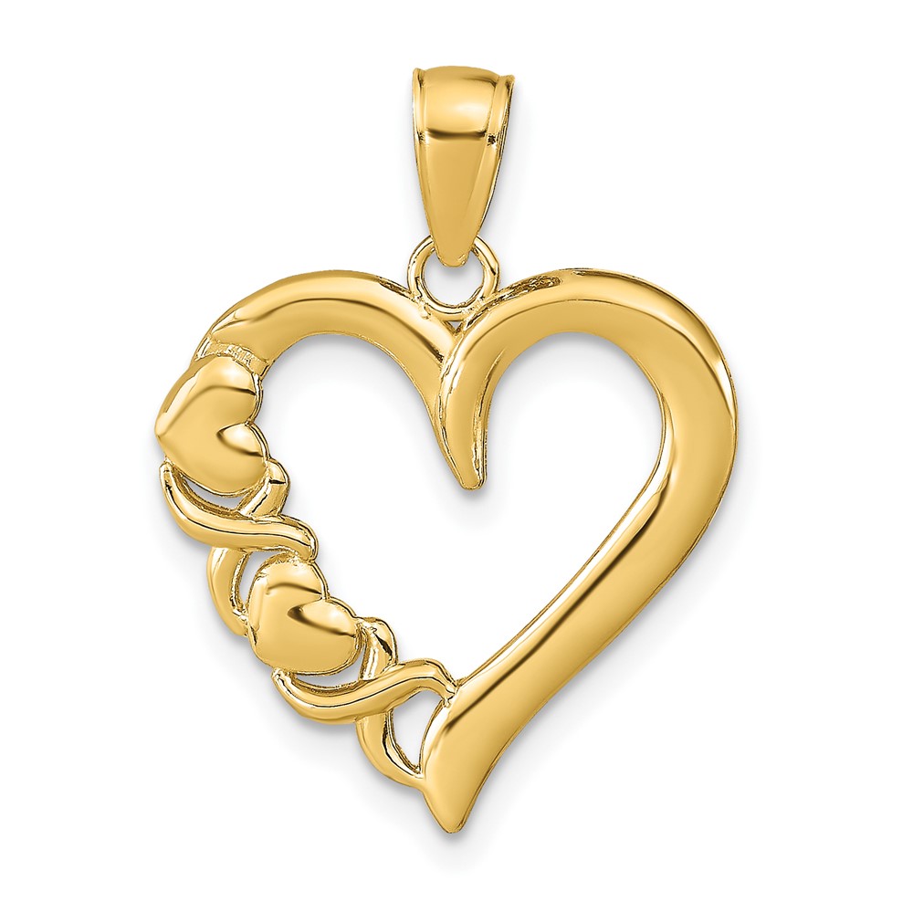 10K Polished Heart and X Pendant