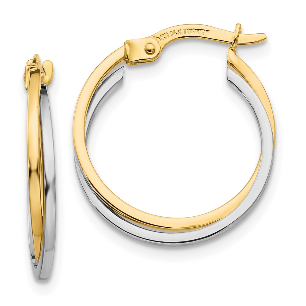 10k Two-tone Polished Hollow Hoop Earrings