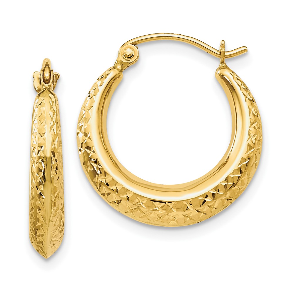 10K Textured Hollow Hoop Earrings