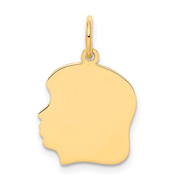 10K Plain Medium .013 Gauge Facing Left Engravable Girl Head Charm