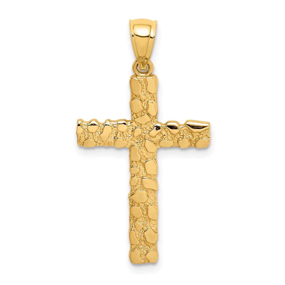 10K Nugget Cross Pendant