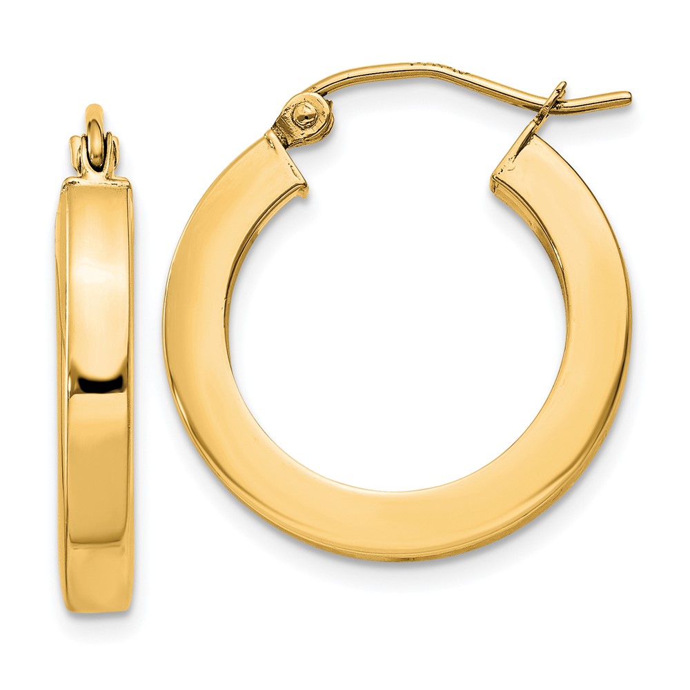 10k 3mm Polished Square Hoop Earrings