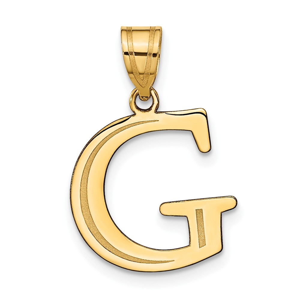 10K Polished Etched Letter G Initial Pendant