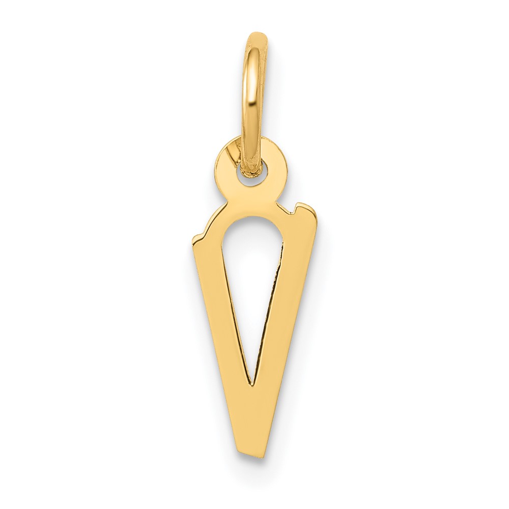 10k Small Slanted Block Initial V Charm