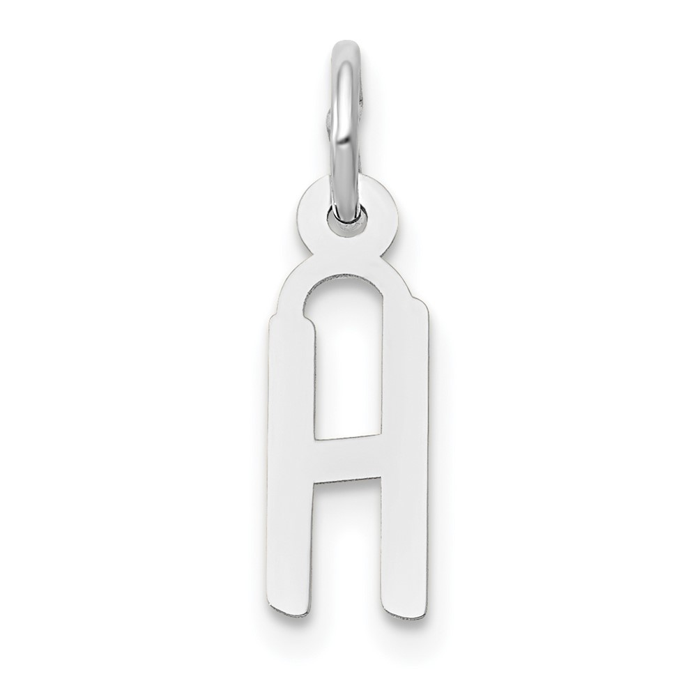 10k White Gold Small Slanted Block Initial H Char