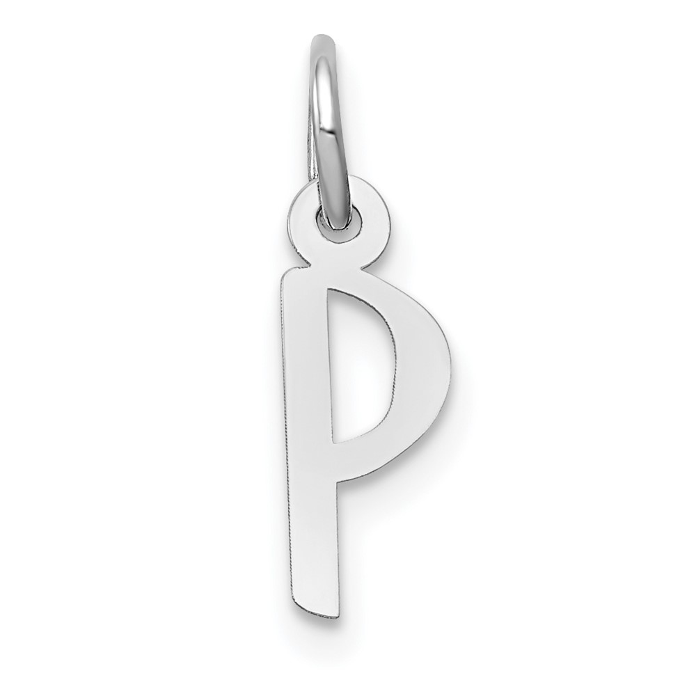 10k White Gold Small Slanted Block Initial P Char