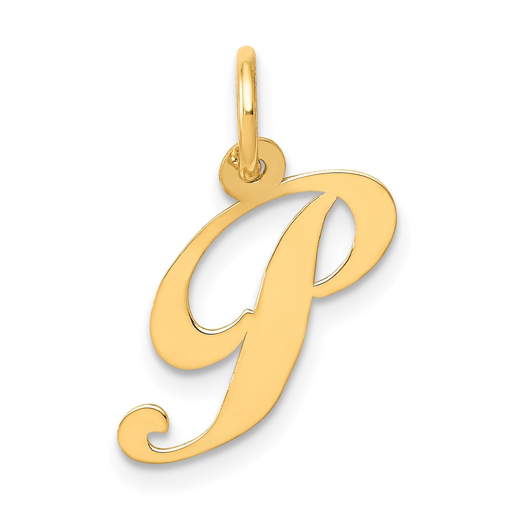 10K Small Fancy Script Initial P Charm