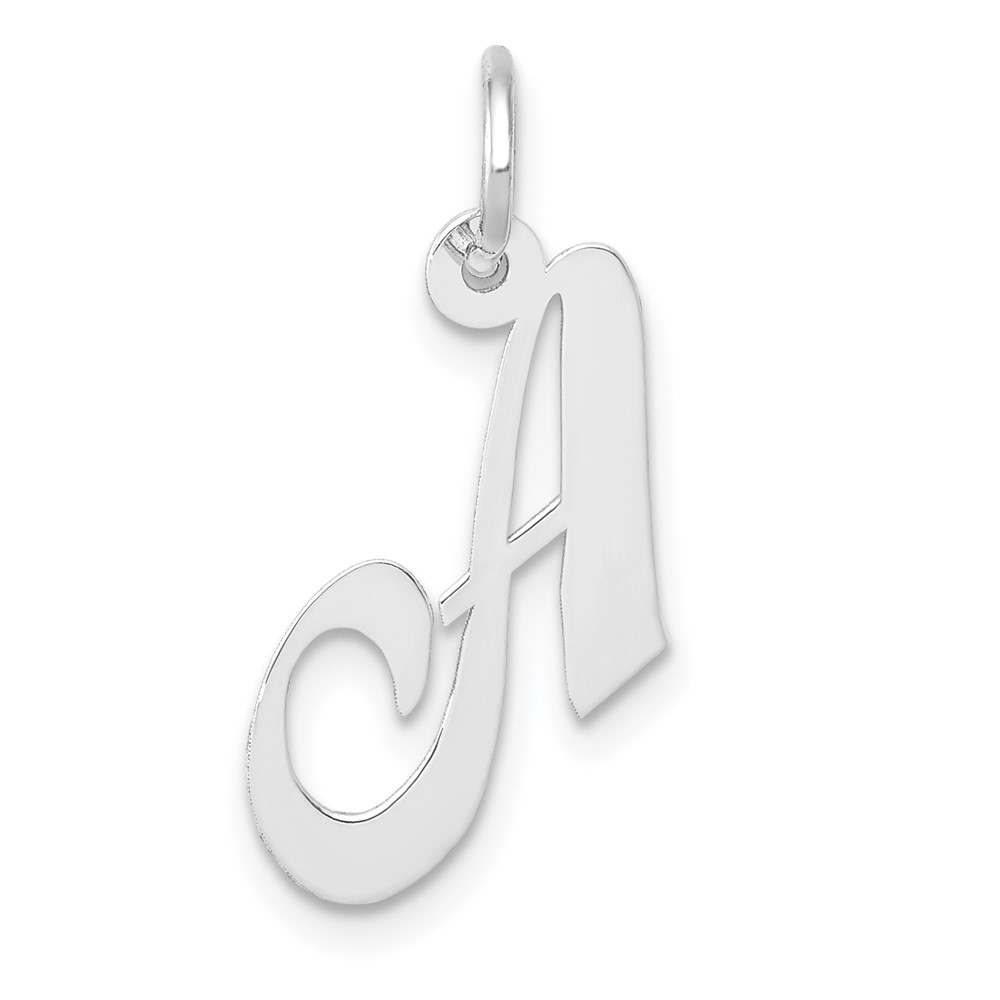 10k White Gold Small Fancy Script Initial A Charm