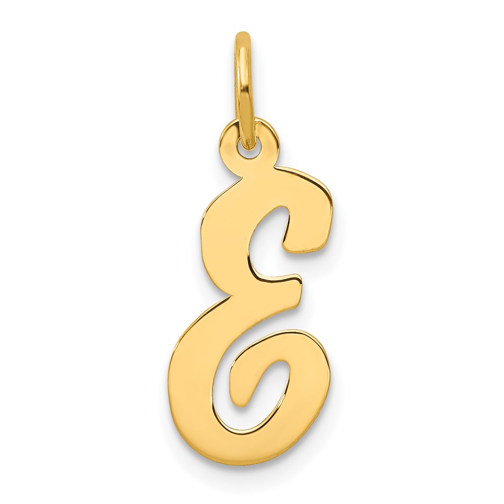 10K Medium Script Letter E Initial Charm