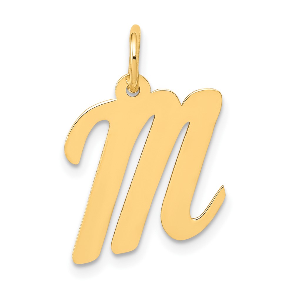 10K Medium Script Letter M Initial Charm