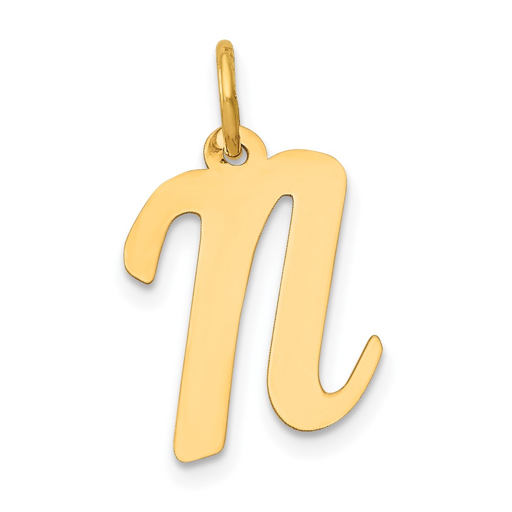 10K Medium Script Letter N Initial Charm