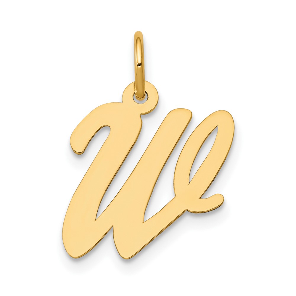 10K Medium Script Letter W Initial Charm