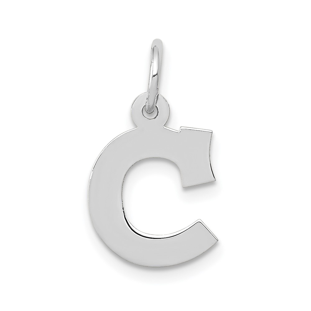 10k White Gold Small Block Initial C Charm
