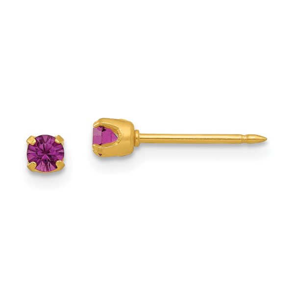 Inverness 24k Plated February Purple Crystal Birthstone Earrings