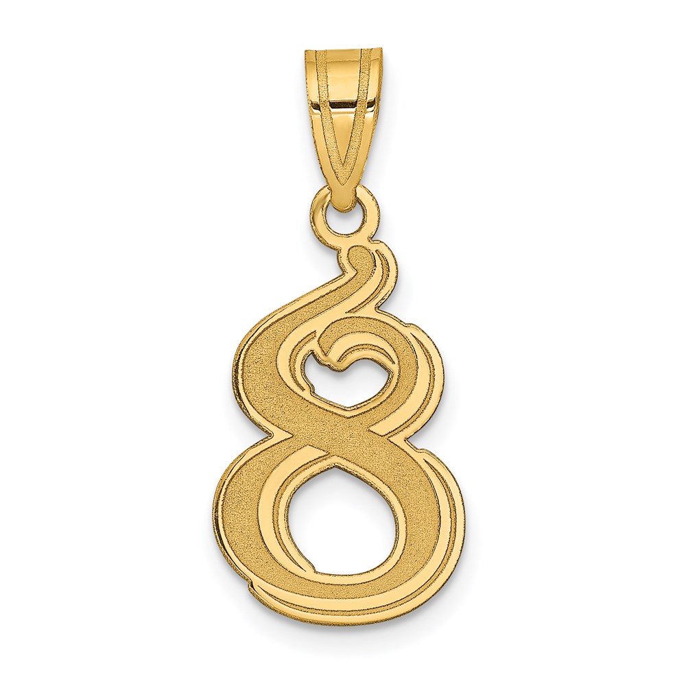 14k Polished Etched Number 8 Pendant