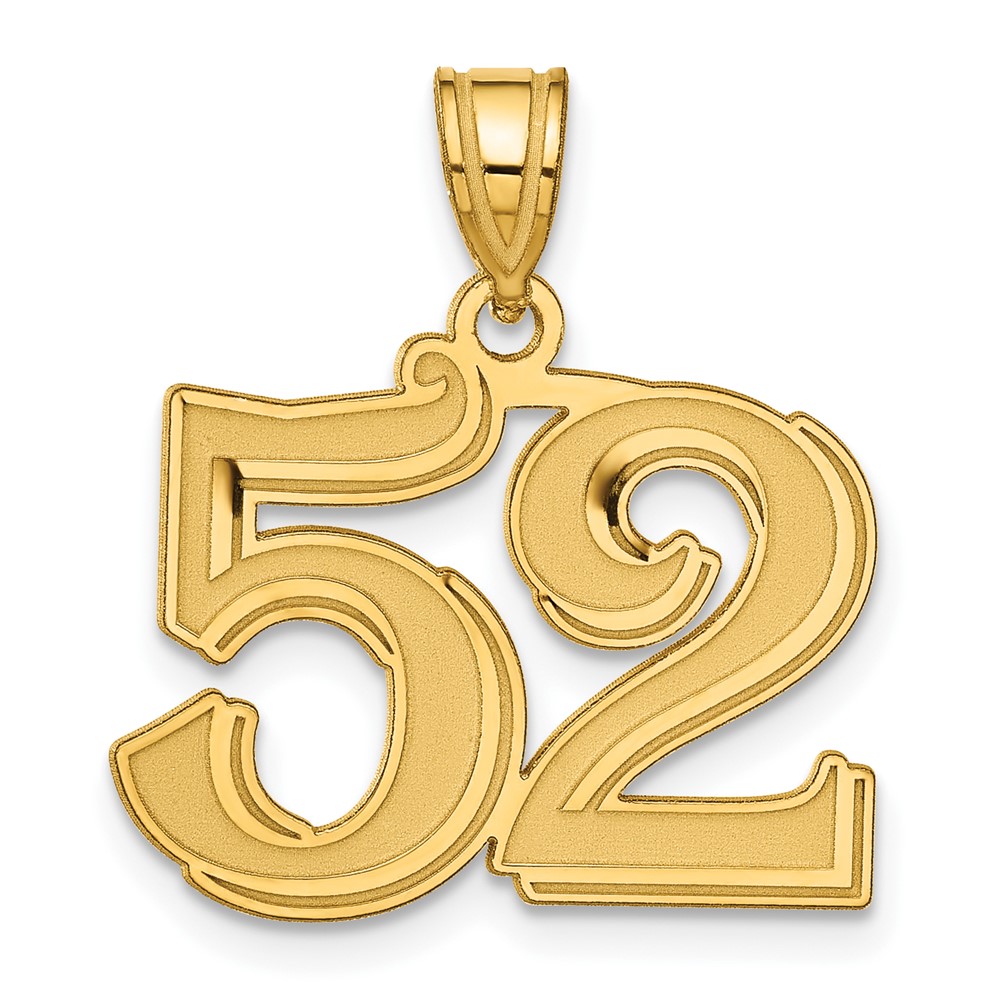 14k Polished Etched Number 52 Pendant