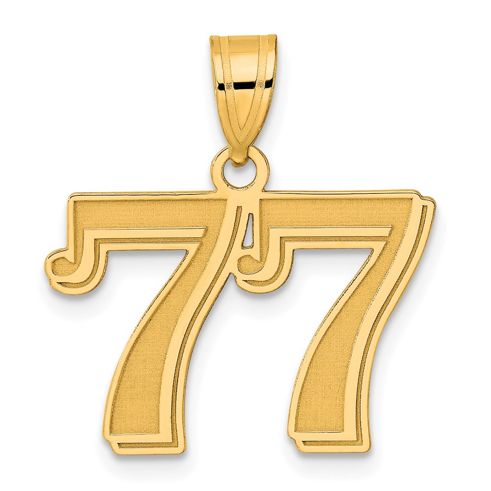 14k Polished Etched Number 77 Pendant