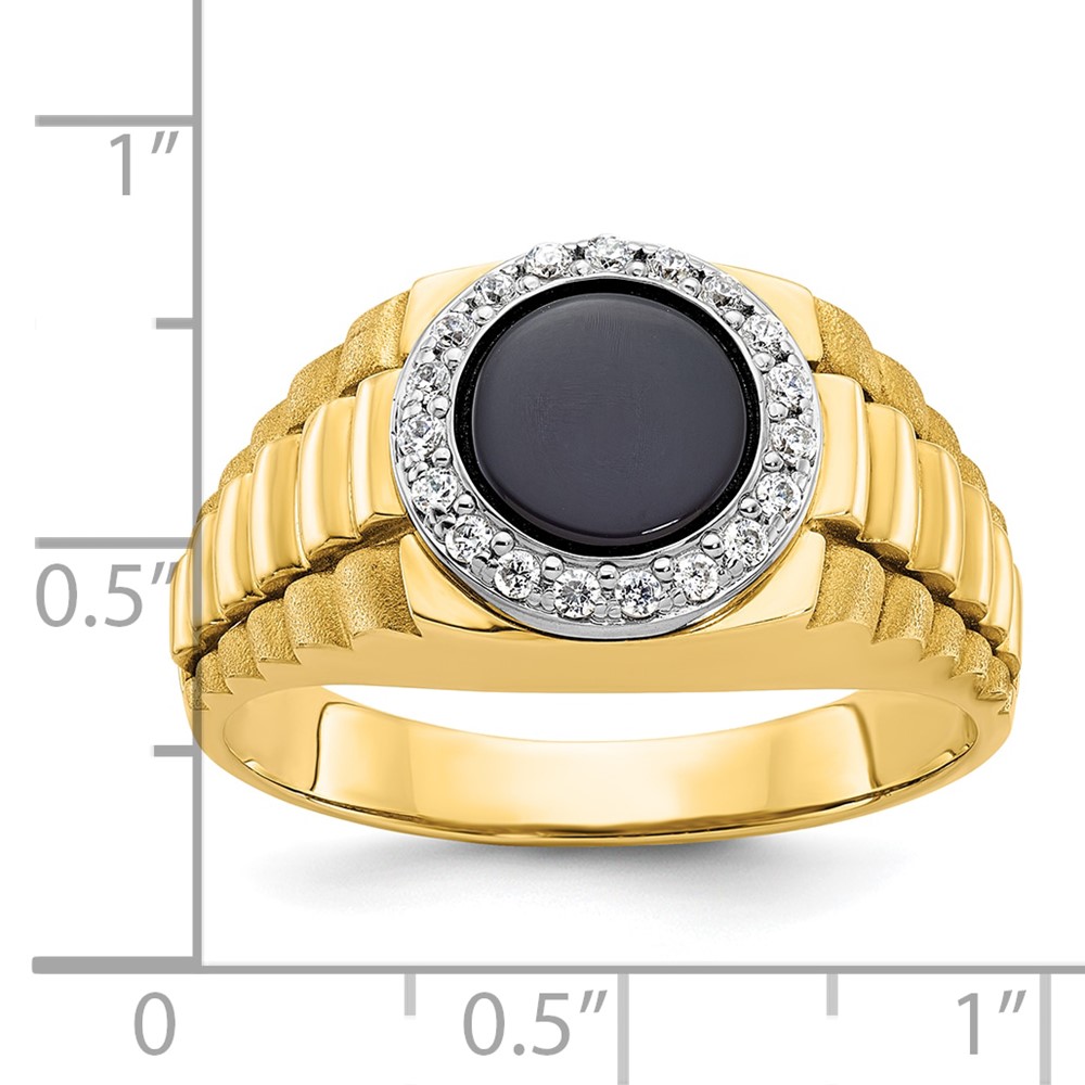 14k Two-tone IBGoodman Men's Onyx And 1/5 Carat Diamond Complete Ring ...