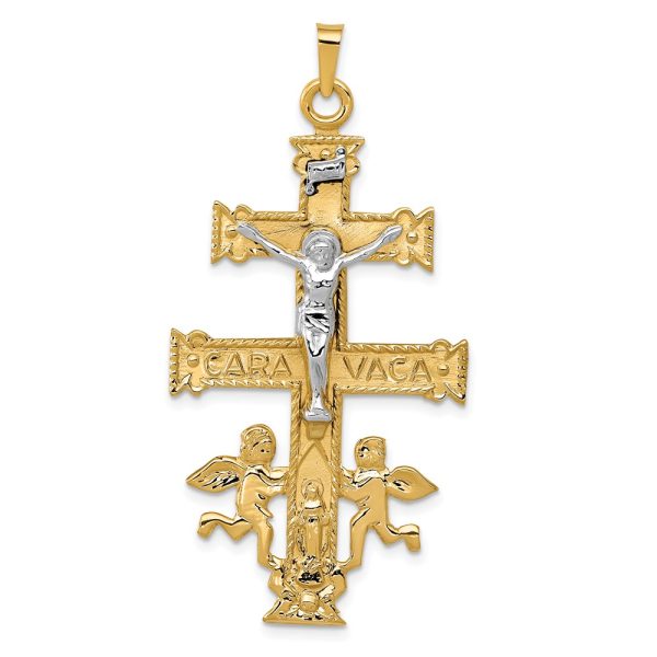 14k Two-tone Cara Vaca Crucifix Pendant