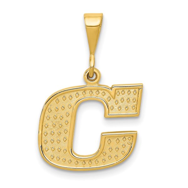 14k Textured Initial C Charm