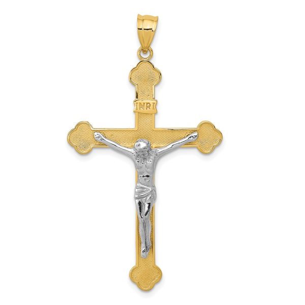 14k Two-tone INRI Crucifix Pendant