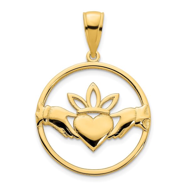 14k Claddagh Circle Pendant