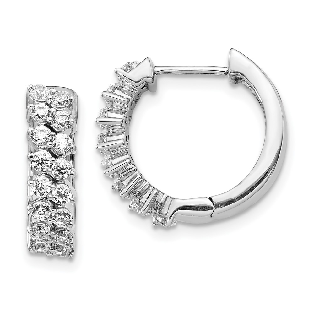 14k White Gold Diamond Hinged Hoop Earrings