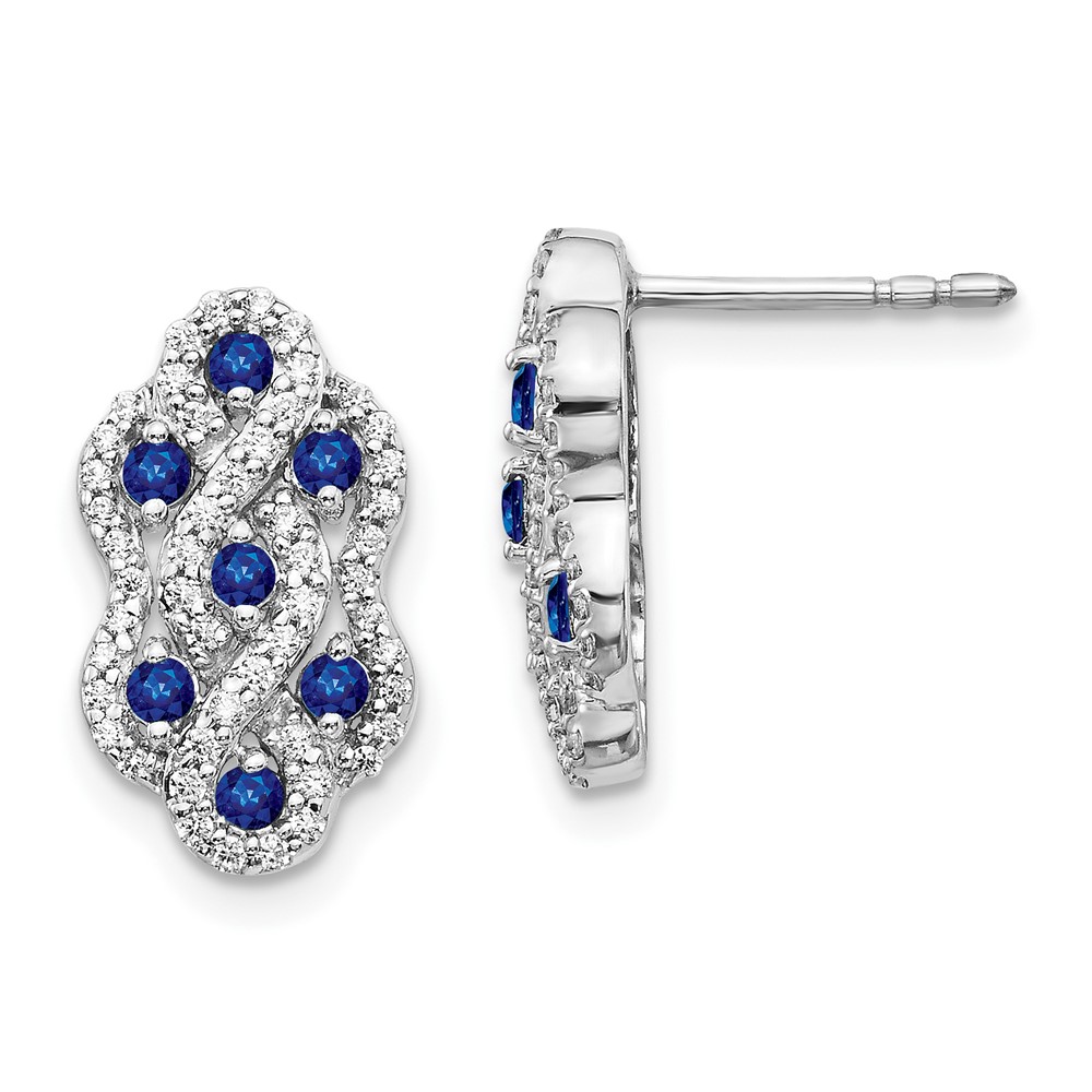 14k White Gold Diamond and Sapphire Fancy Earrings