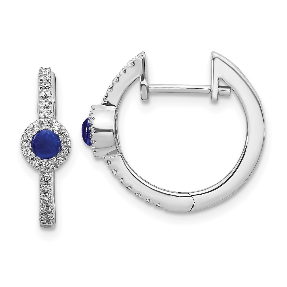 14k White Gold Diamond and Cabochon Sapphire Earrings