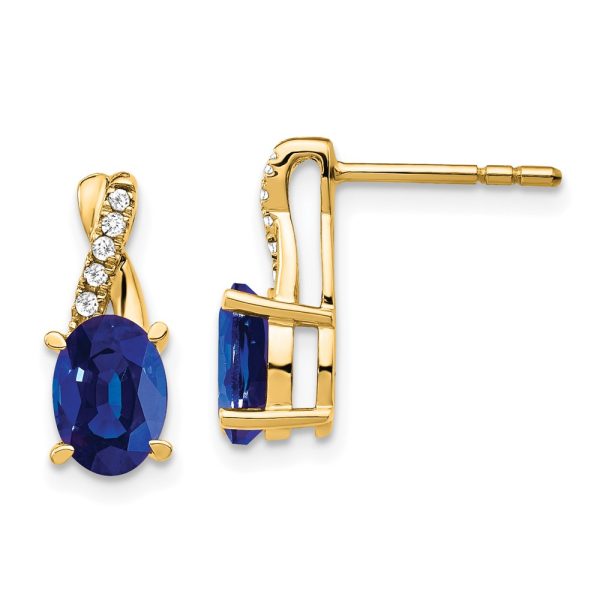 14K Created Sapphire and Diamond Earrings