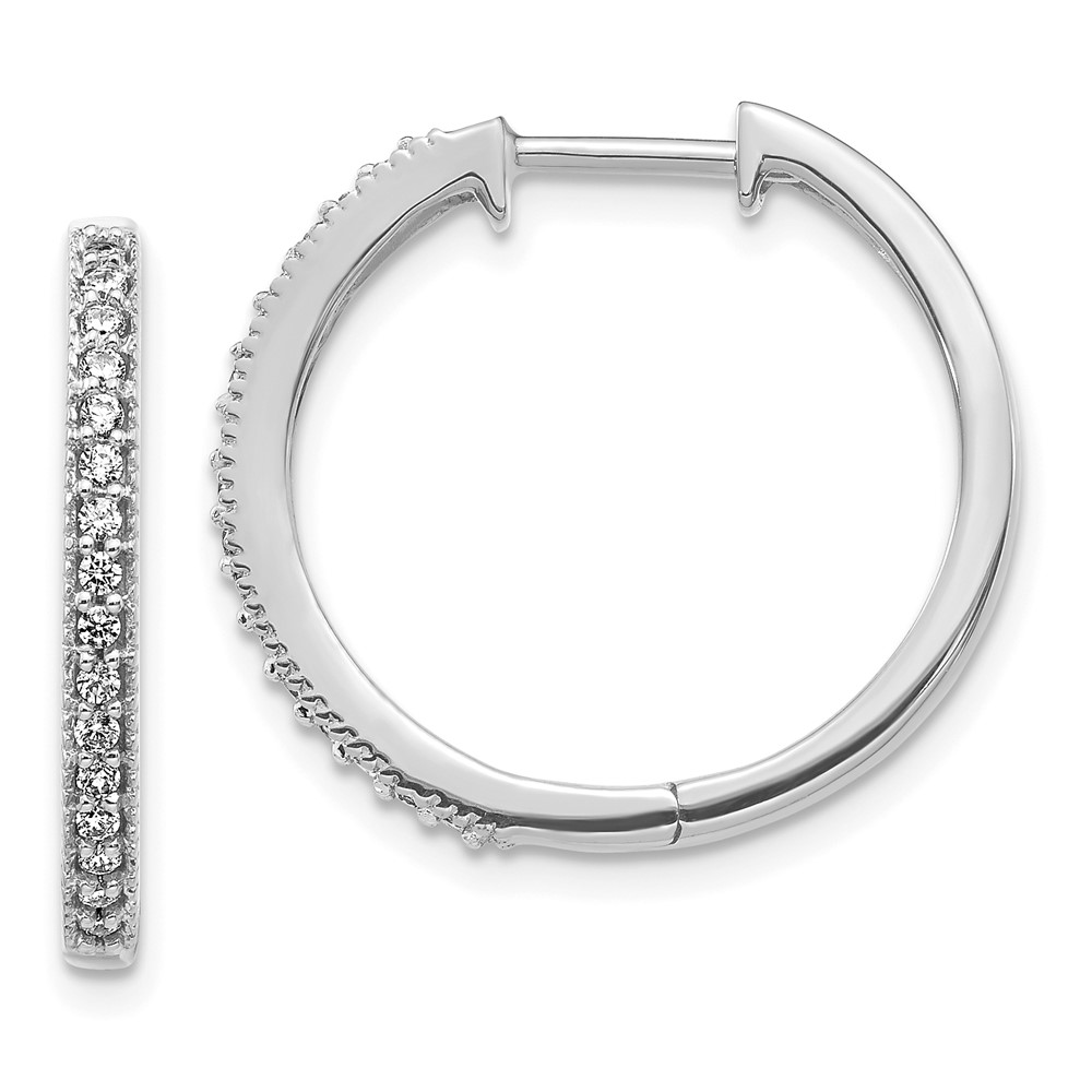 14k White Gold Diamond Milgrain Hinged Hoop Earrings