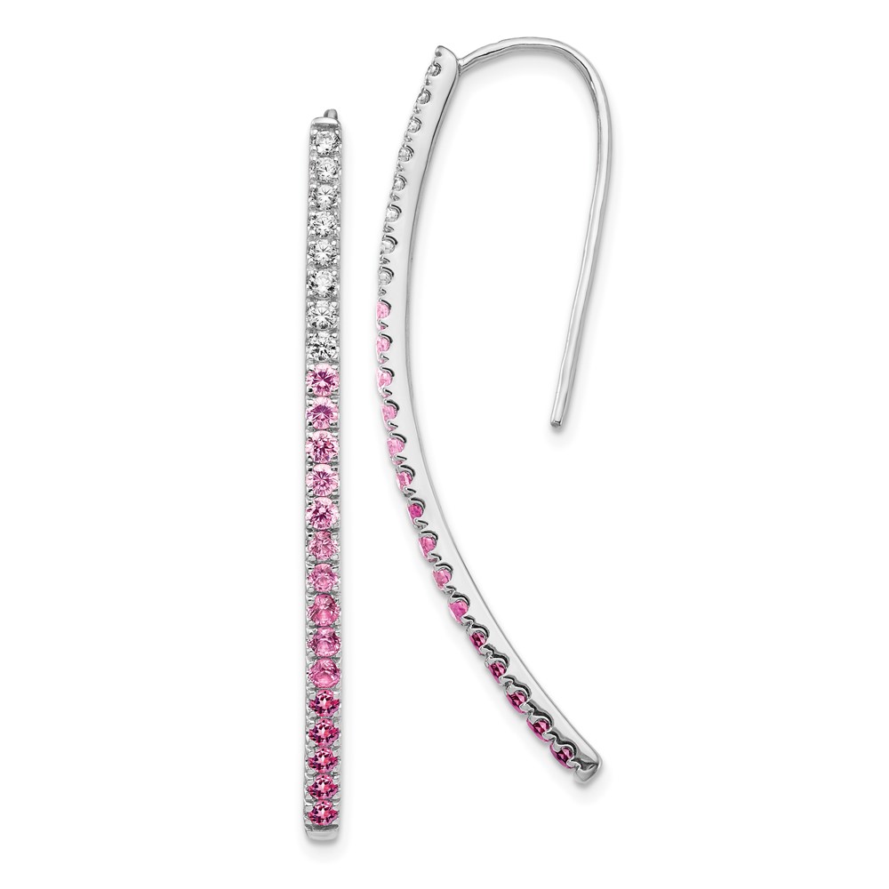14k White Gold Diamond and Pink Sapphire Earrings