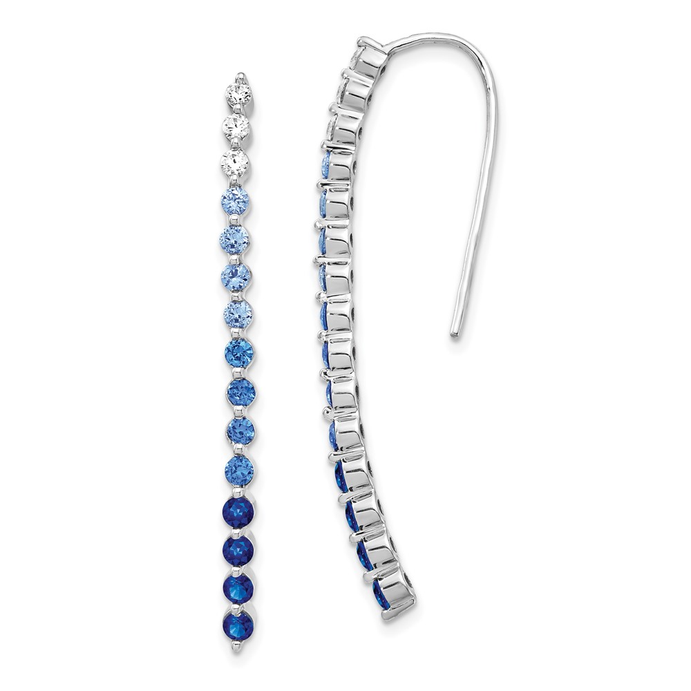 14k White Gold Diamond and Sapphire Earrings