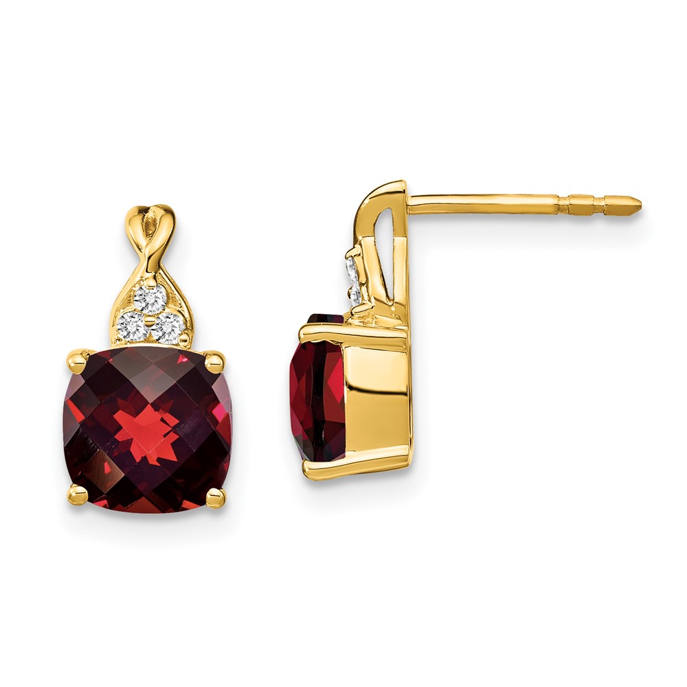 14k Checkerboard Garnet and Diamond Earrings