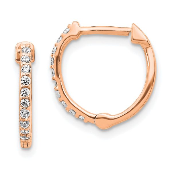 10k Rose Gold Diamond Hinged Hoop Earrings