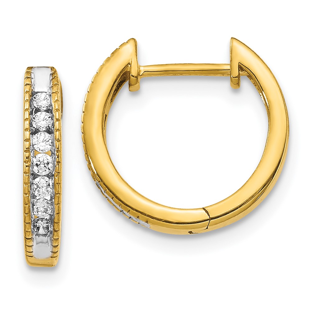 14k Diamond Hinged Hoop Earrings