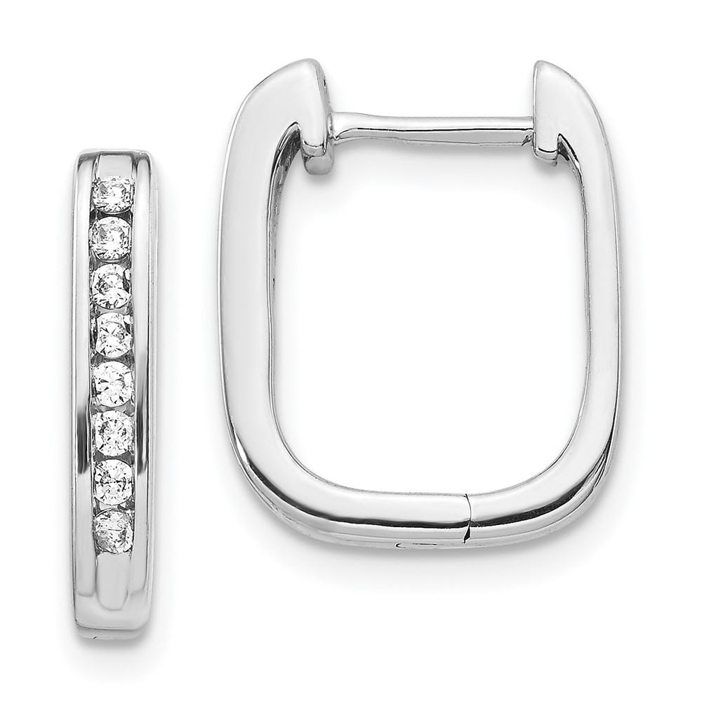 14k White Gold Diamond Complete Hinged Hoop Earrings